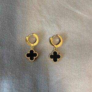 Beautiful Black  Clover Earrings